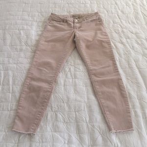Pink frayed bottom pants
